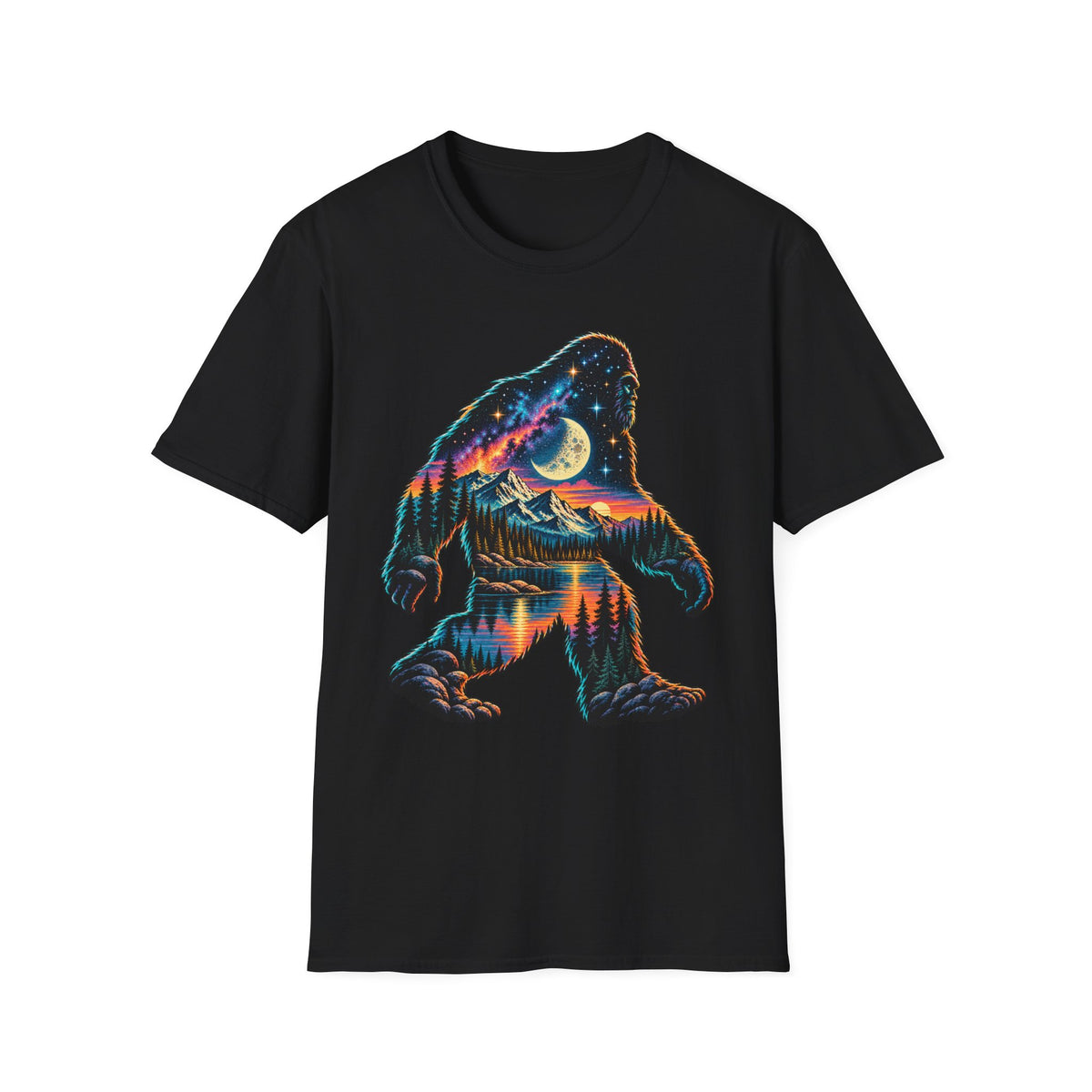 Cosmic Bigfoot Moon Graphic T-Shirt