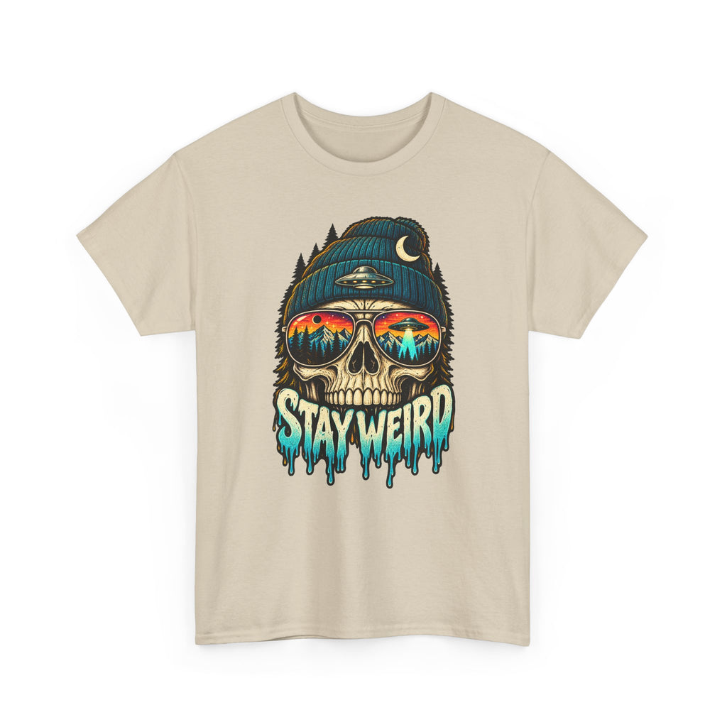 Stay Weird Skull Tee — Retro Sunset Skull Graphic T-Shirt