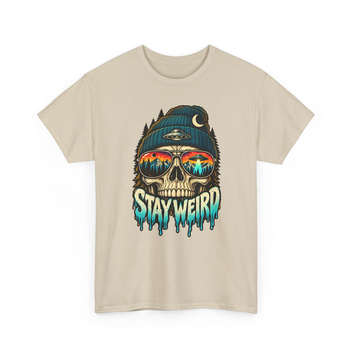 Stay Weird Skull Tee — Retro Sunset Skull Graphic T-Shirt