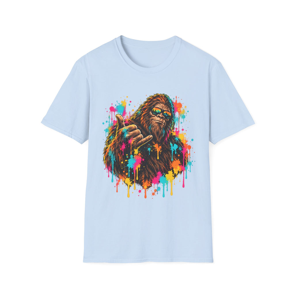 Colorful Bigfoot Paint Splatter  T-Shirt