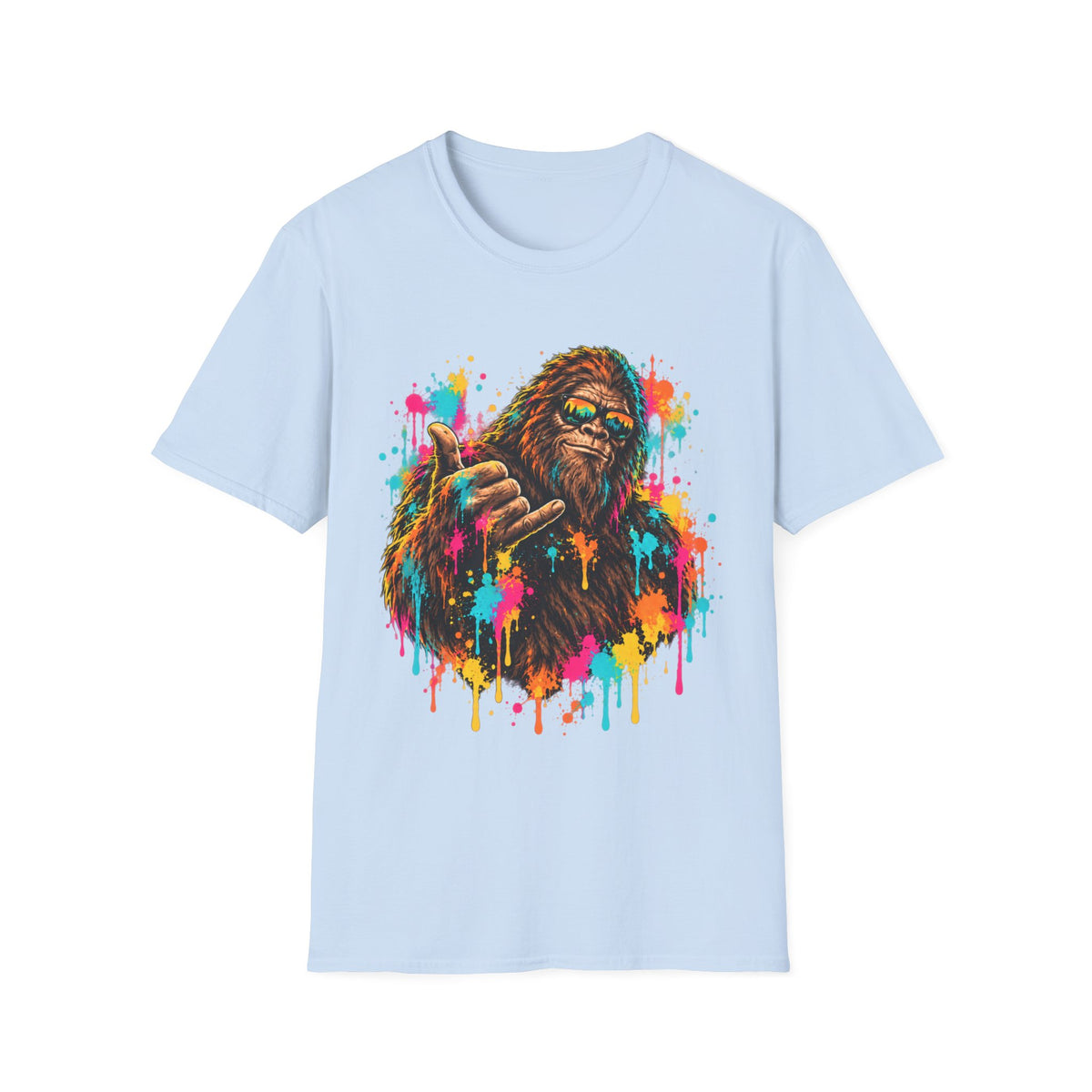 Colorful Bigfoot Paint Splatter  T-Shirt