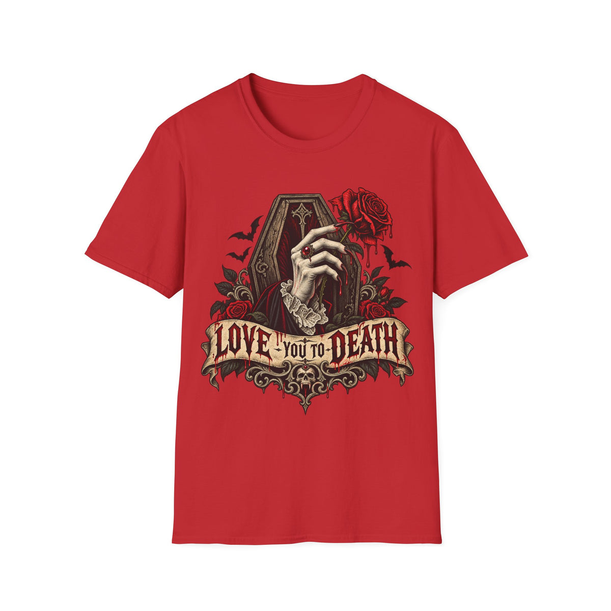Love You to Death Gothic Rose Coffin T-Shirt