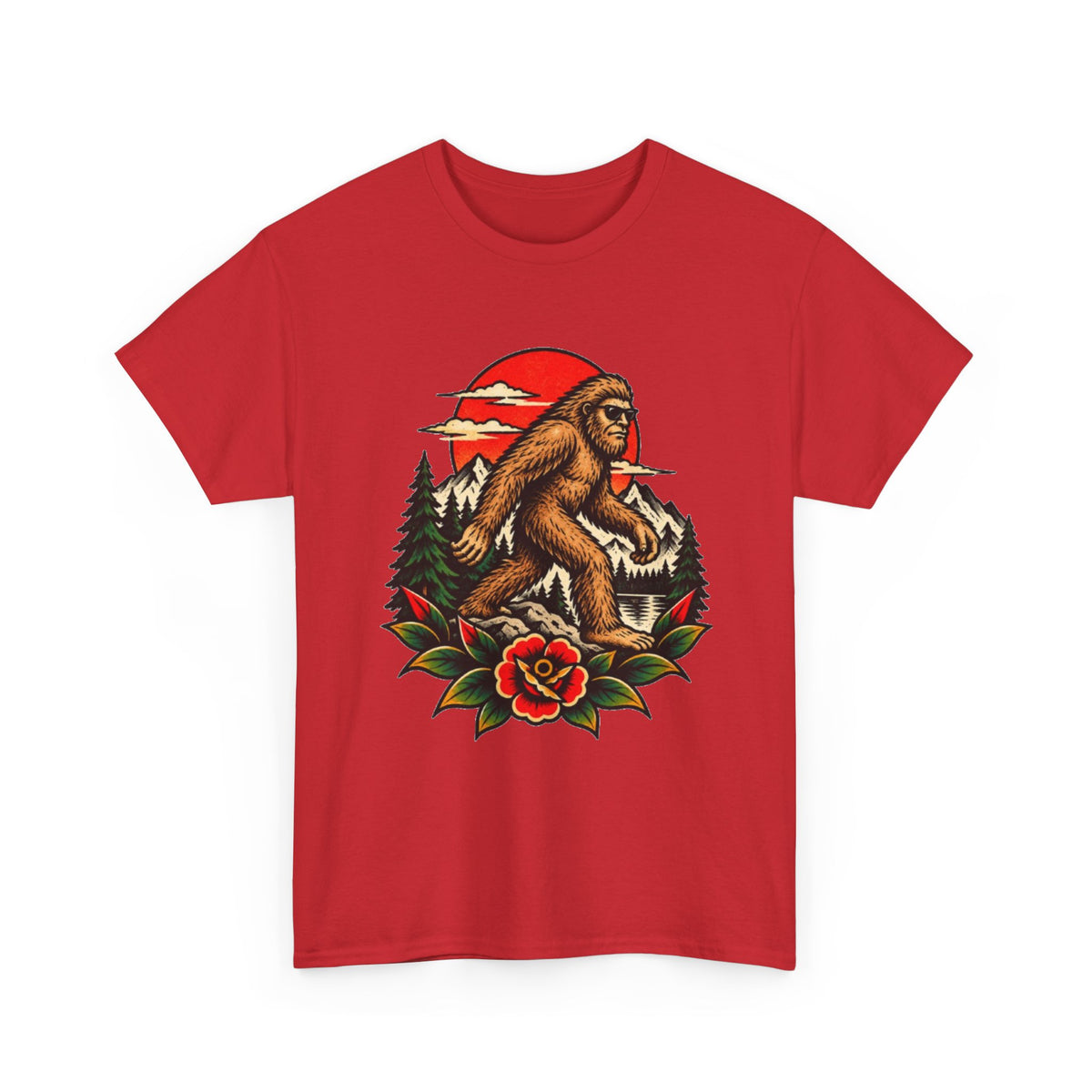 Bigfoot Forest Sunset T-Shirt — Sasquatch Vintage Graphic Tee