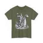 Gorilla Riding Loch Ness Monster T-Shirt | Vintage Monster Illustration