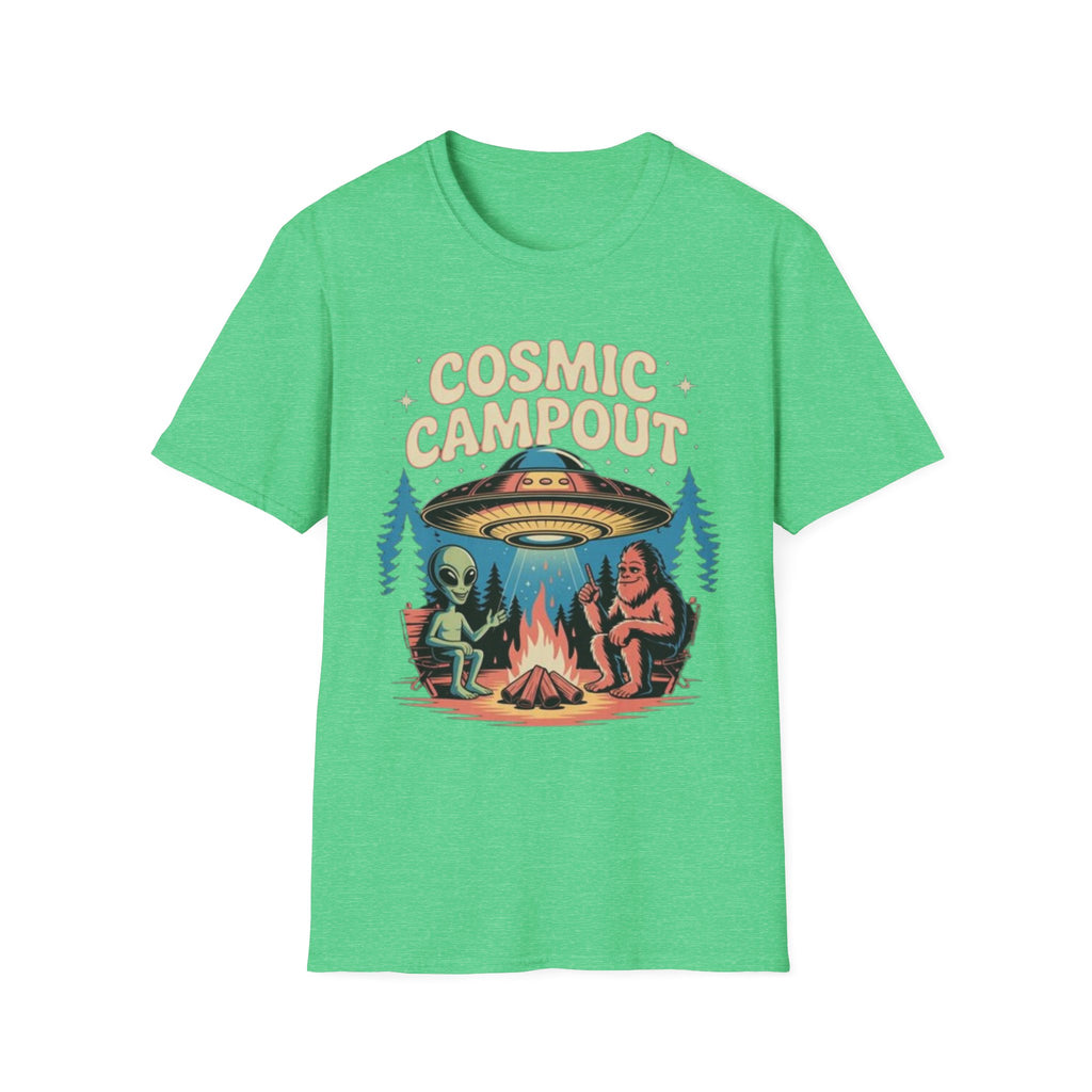 Cosmic Campout T-Shirt — Alien & Sasquatch Campfire Graphic Tee