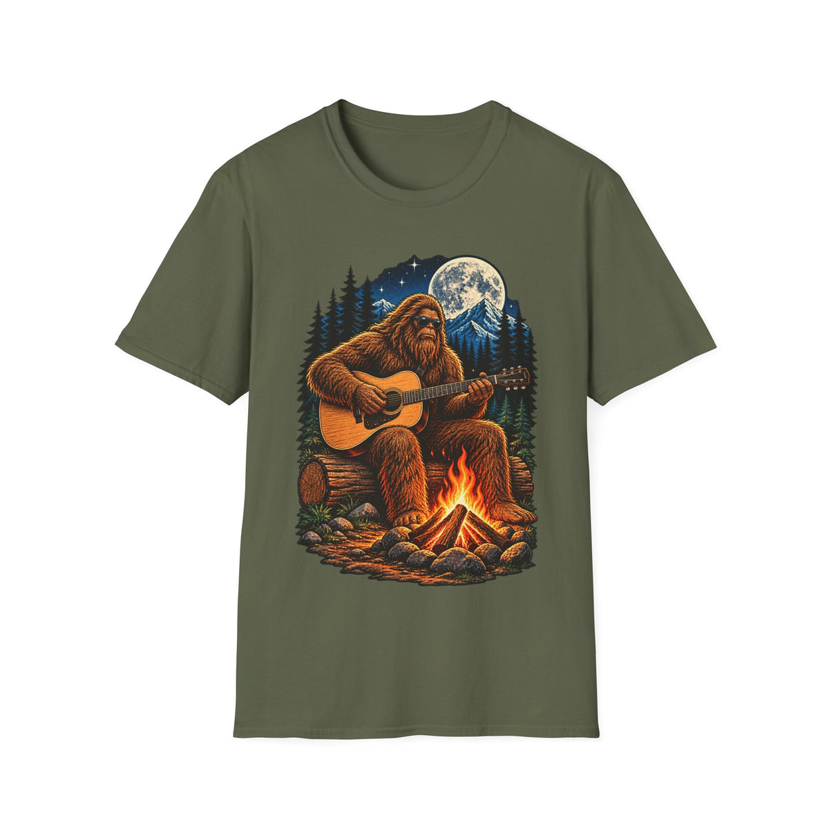 Bigfoot Campfire Guitar T-Shirt