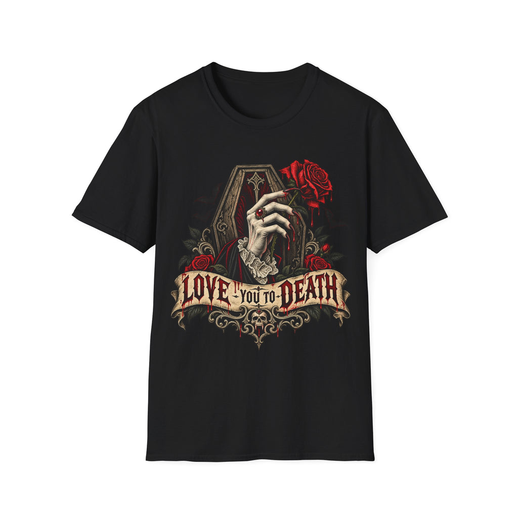 Love You to Death Gothic Rose Coffin T-Shirt