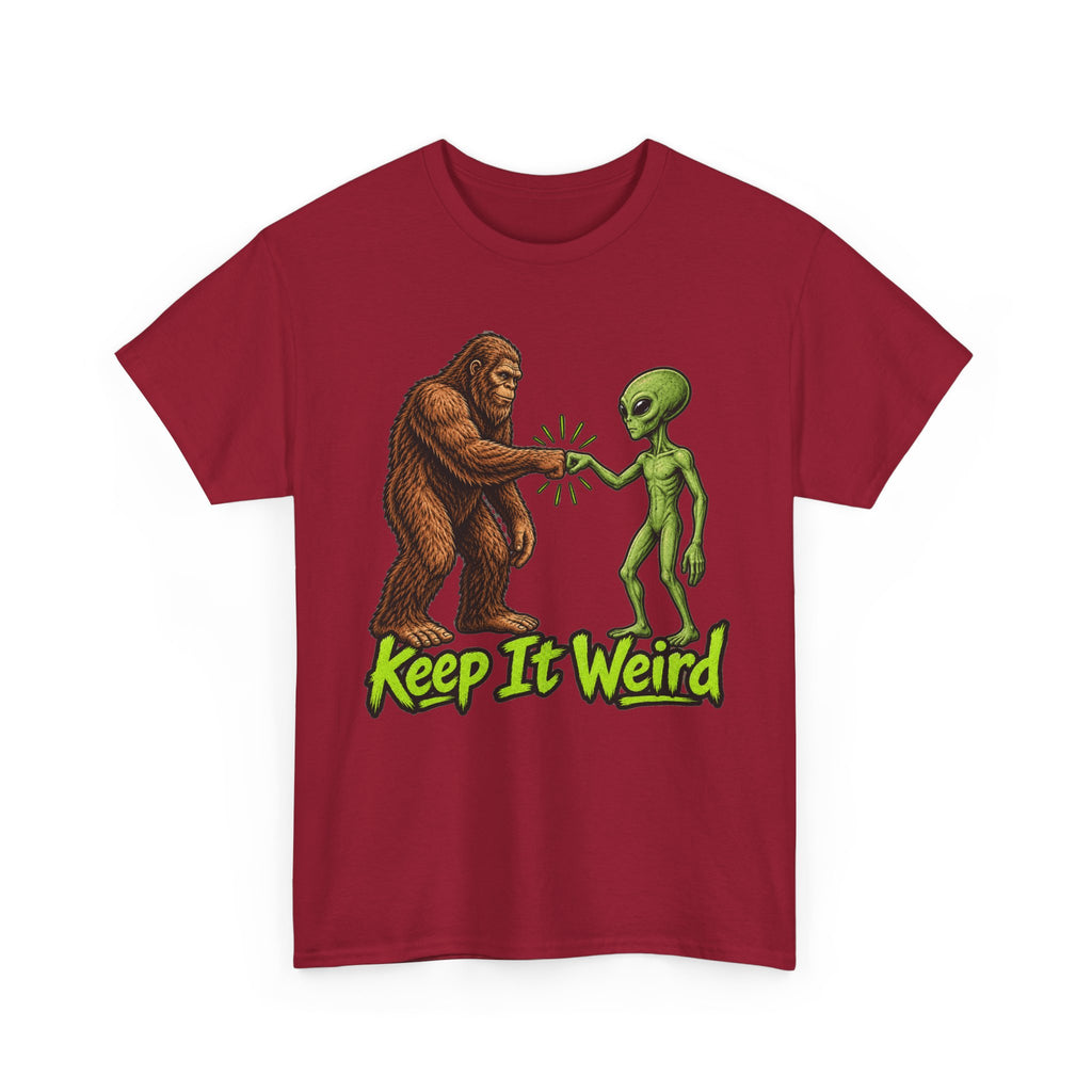 Keep It Weird Sasquatch Alien T-Shirt | Funny Cryptid UFO Tee