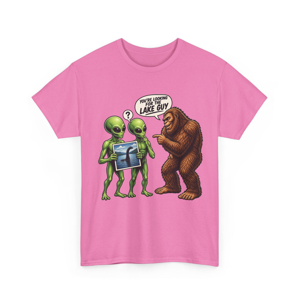 Alien Tourists Asking Bigfoot T-Shirt | Sasquatch, UFO, Funny Cryptid Design