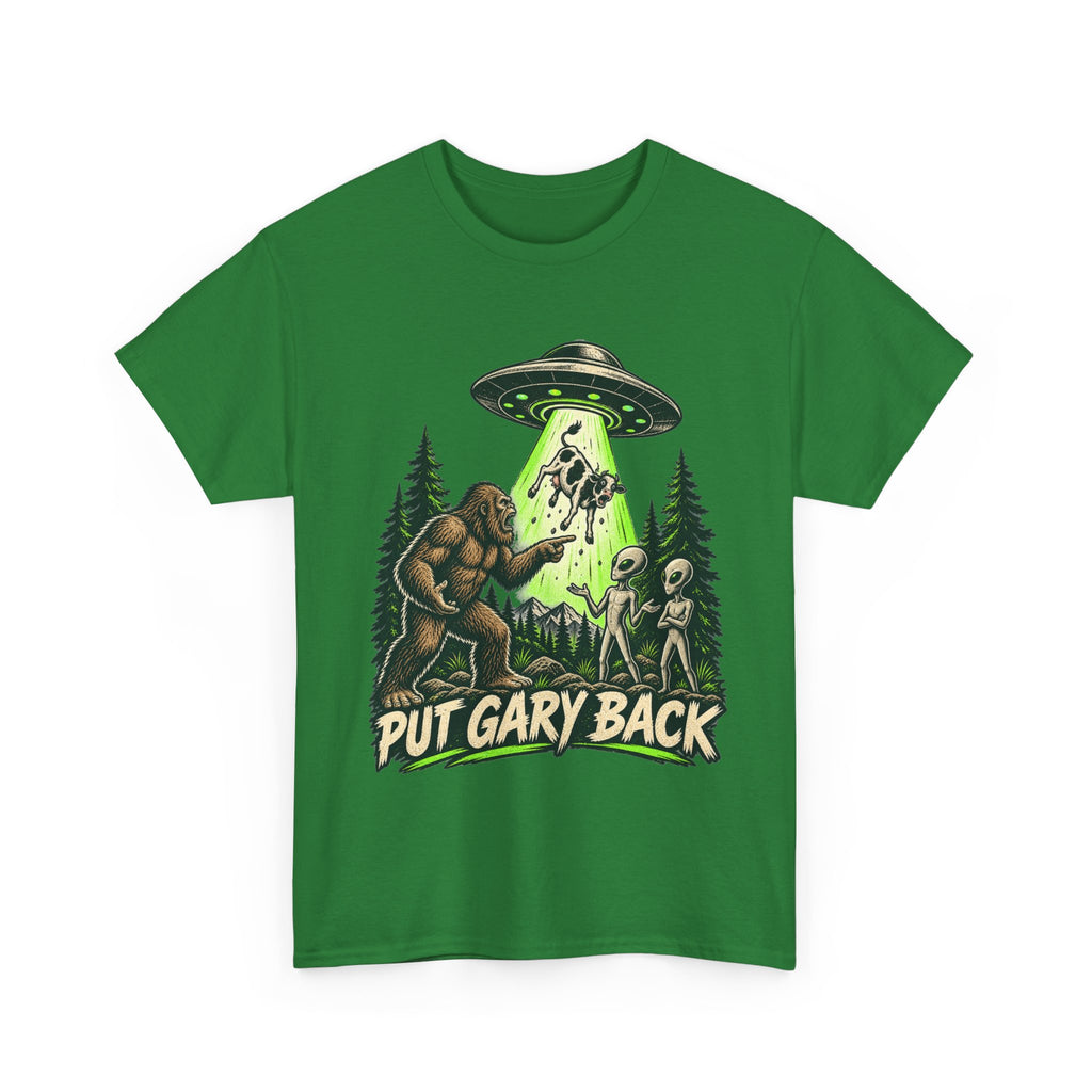 Put Gary Back Bigfoot T-Shirt | UFO Abduction Graphic Tee