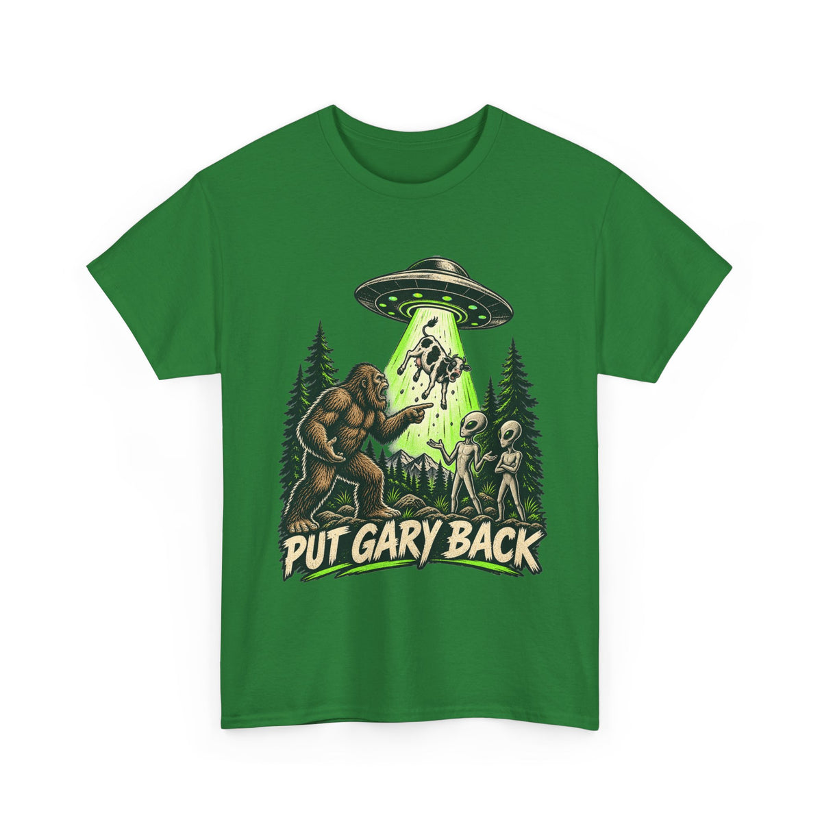Put Gary Back Bigfoot T-Shirt | UFO Abduction Graphic Tee
