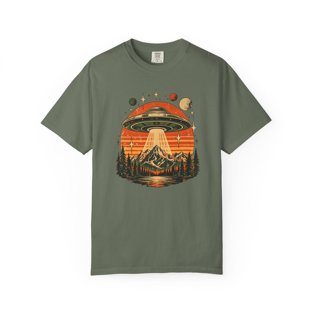 UFO Mountain Sunset Graphic T-Shirt