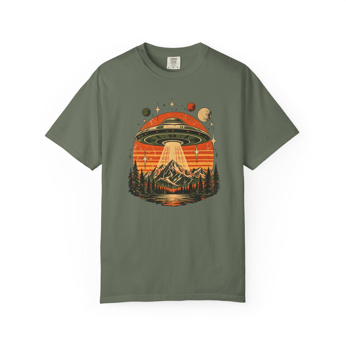 UFO Mountain Sunset Graphic T-Shirt