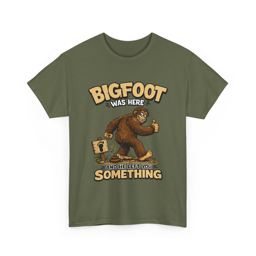 Bigfoot Was Here tee | Sasquatch graphic t-shirt, camping forest humor