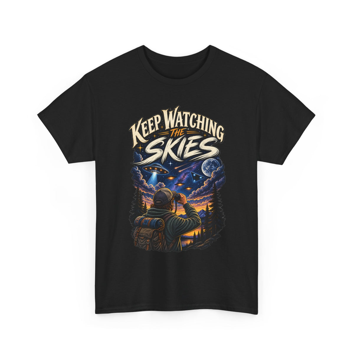 Keep Watching the Skies T-Shirt | Stargazing UFO Illustration