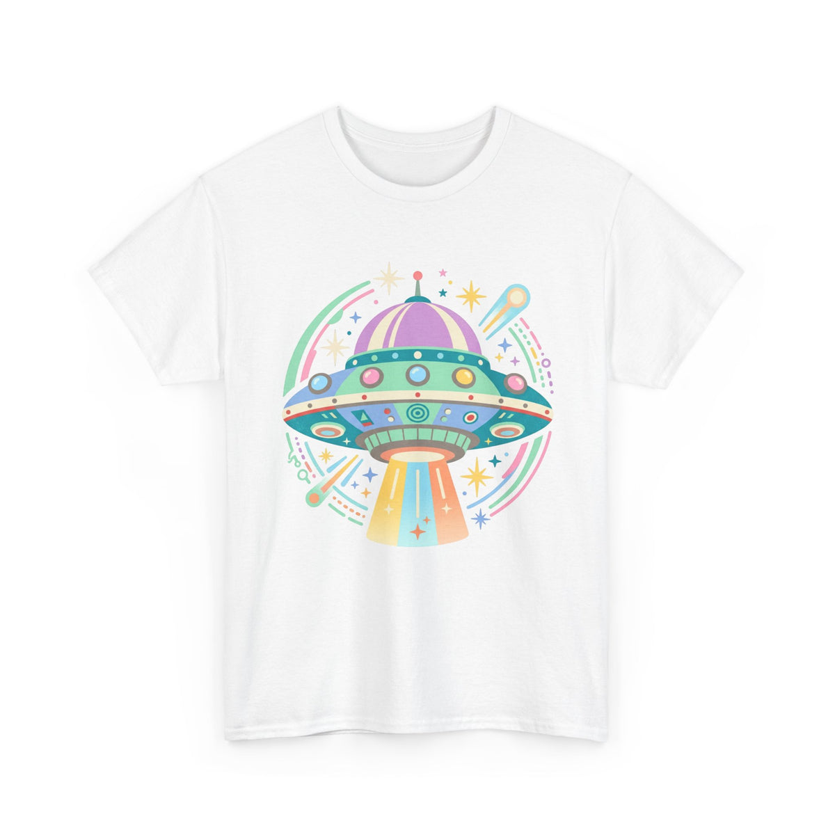 Pastel UFO spaceship T-Shirt | colorful alien saucer illustration