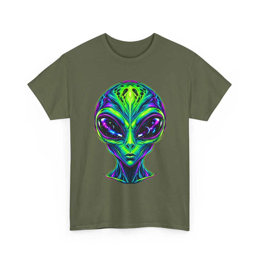 Psychedelic Alien Head T-Shirt | Neon Extraterrestrial Art