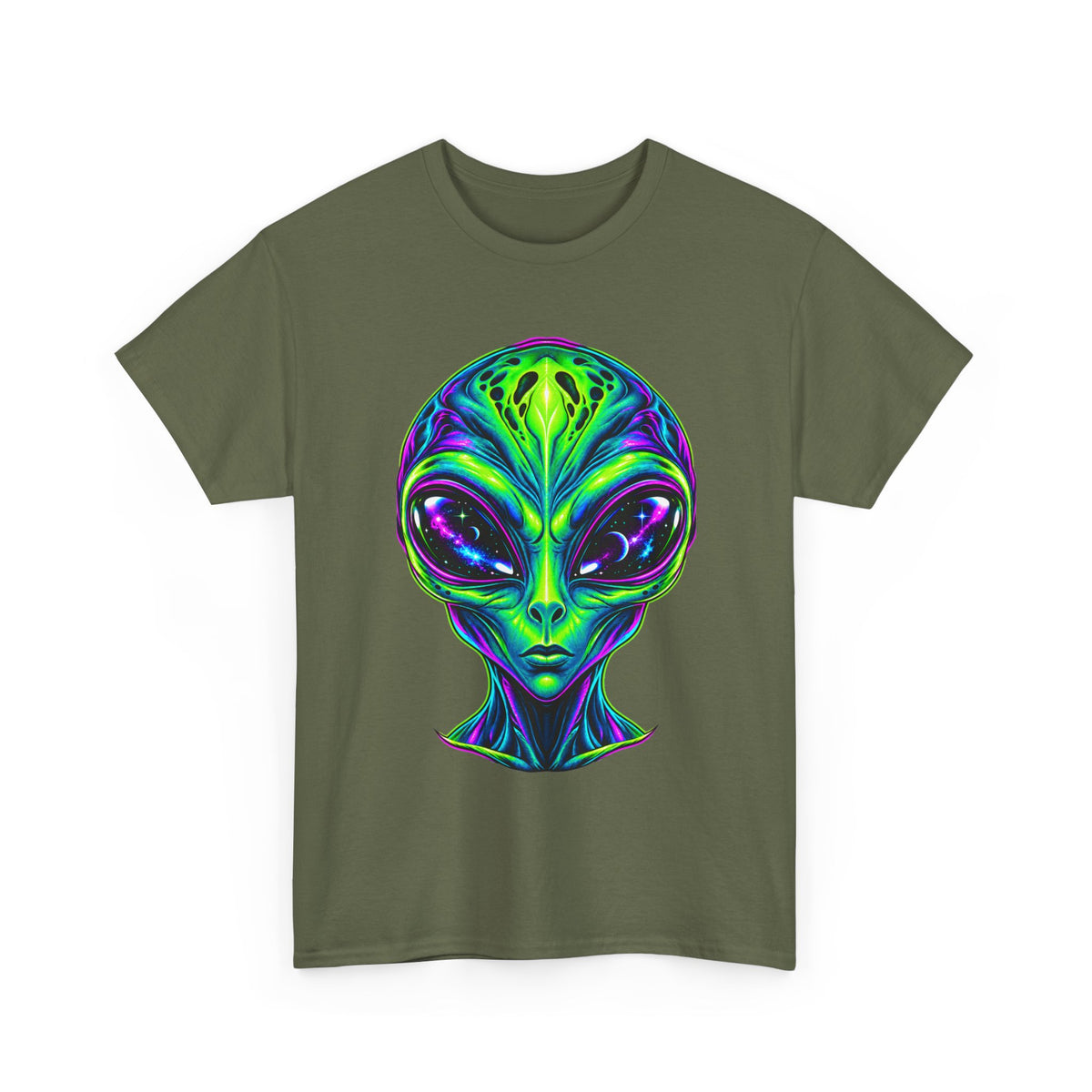 Psychedelic Alien Head T-Shirt | Neon Extraterrestrial Art