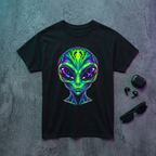 Psychedelic Alien Head T-Shirt | Neon Extraterrestrial Art