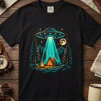 Alien Camping T-Shirt — UFO Abduction Night Graphic Tee