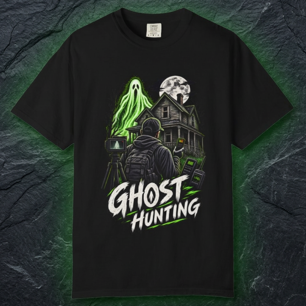 Ghost Hunting T-Shirt — Haunted House Paranormal Adventure Tee