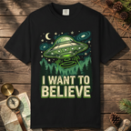 Alien UFO T-Shirt — "I Want to Believe" Graphic Tee