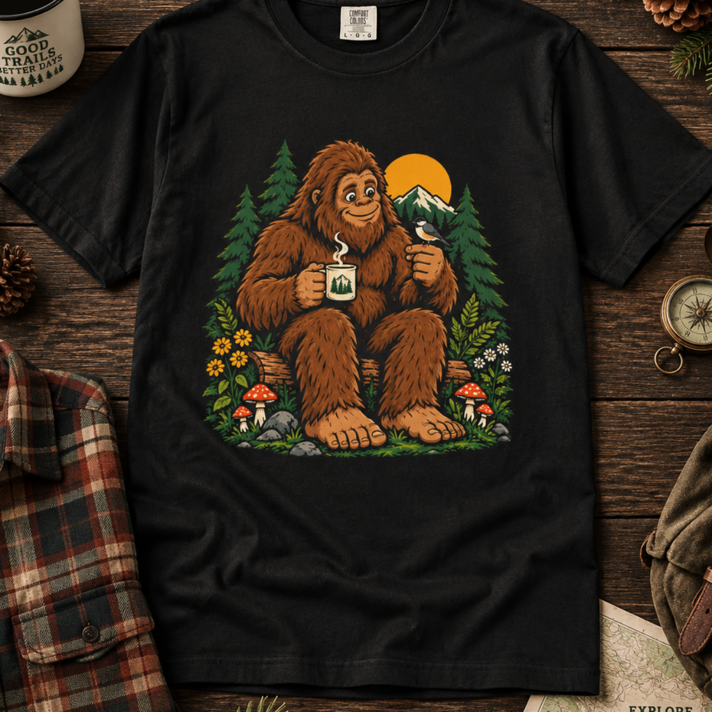 Sasquatch Coffee in the Pines Graphic T-Shirt