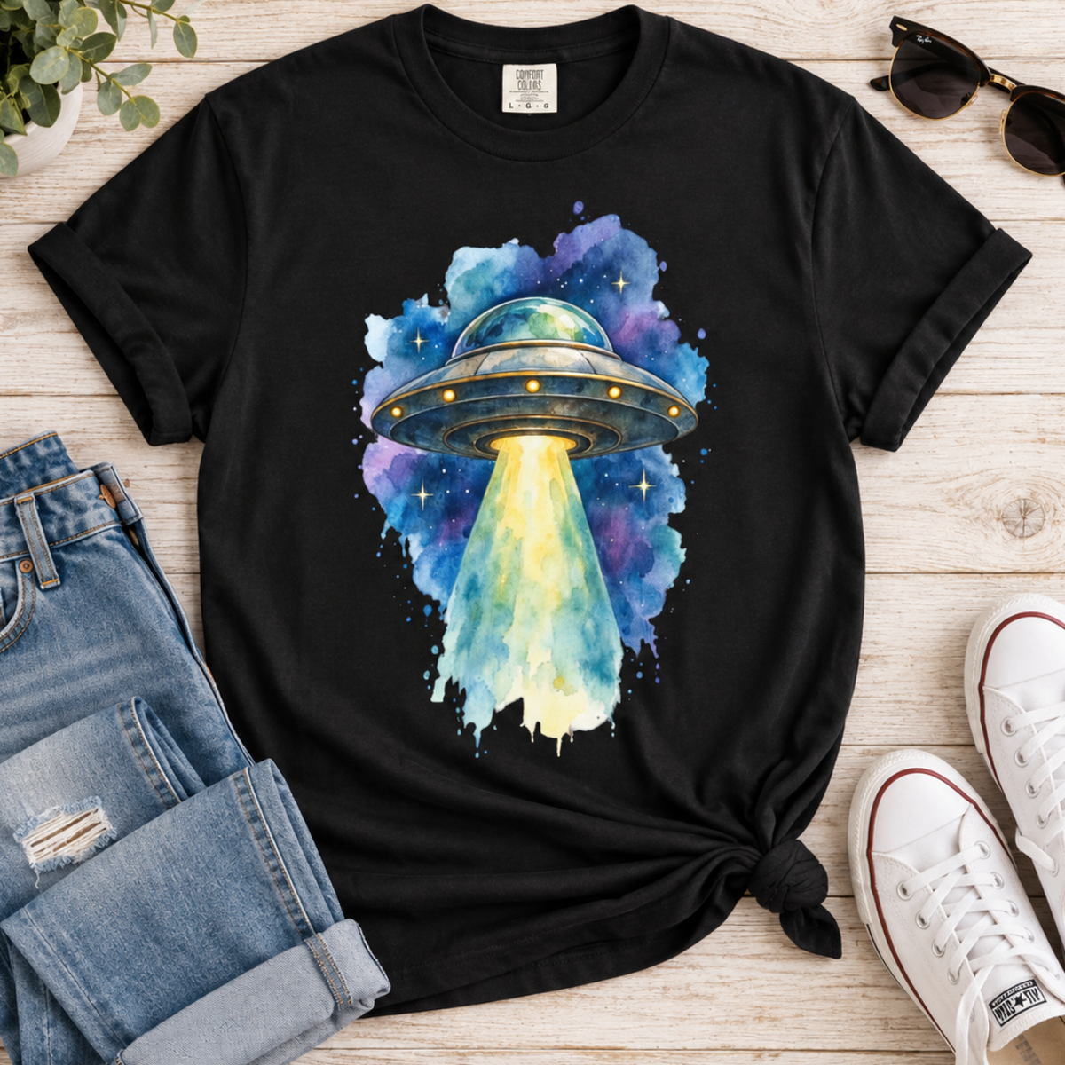 UFO Watercolor T-Shirt