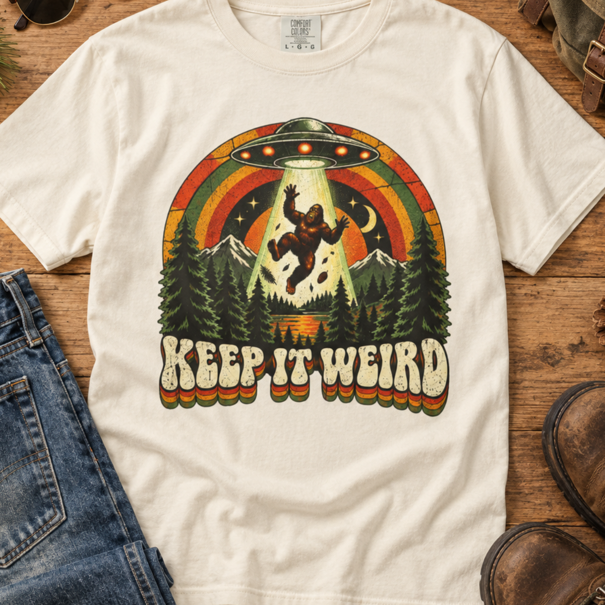 Keep It Weird UFO Bigfoot T-Shirt