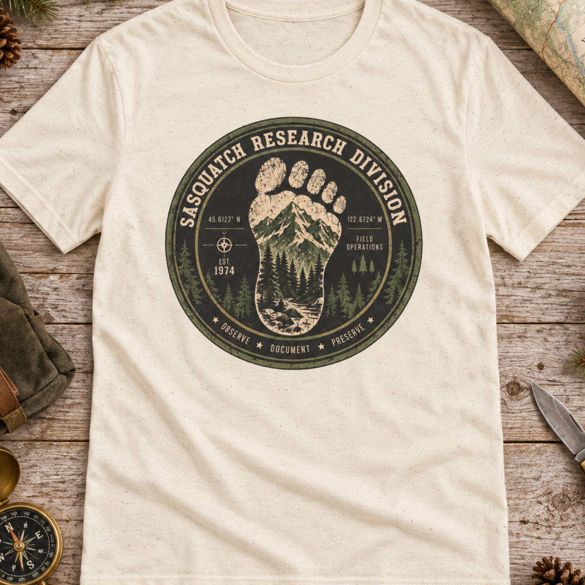 Sasquatch Research Division T-Shirt – Vintage Bigfoot Explorer Tee
