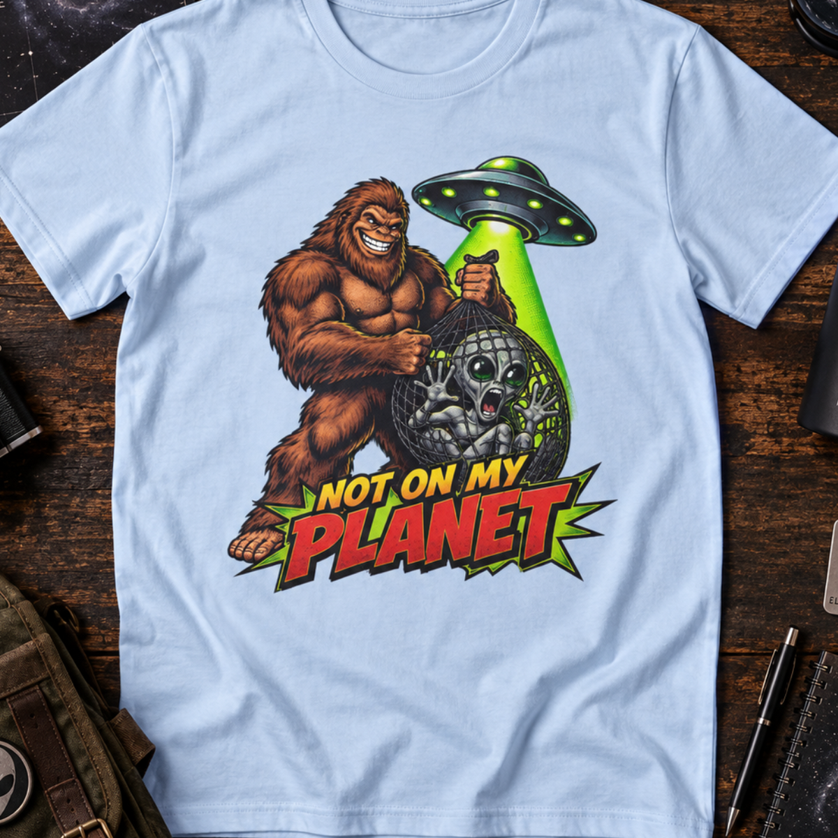 Sasquatch vs UFO 'Not On My Planet' Graphic T-Shirt