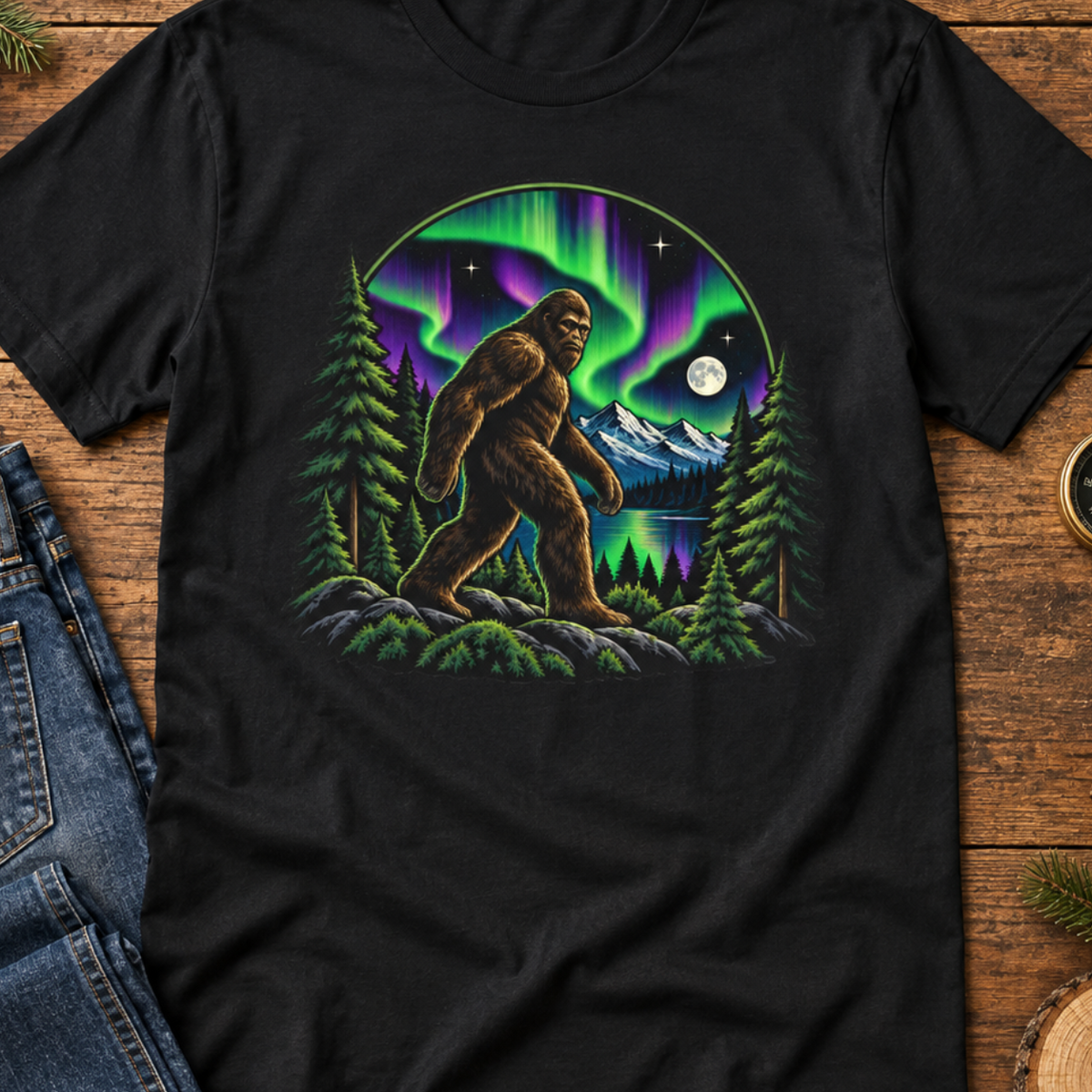 Bigfoot Aurora  T-Shirt