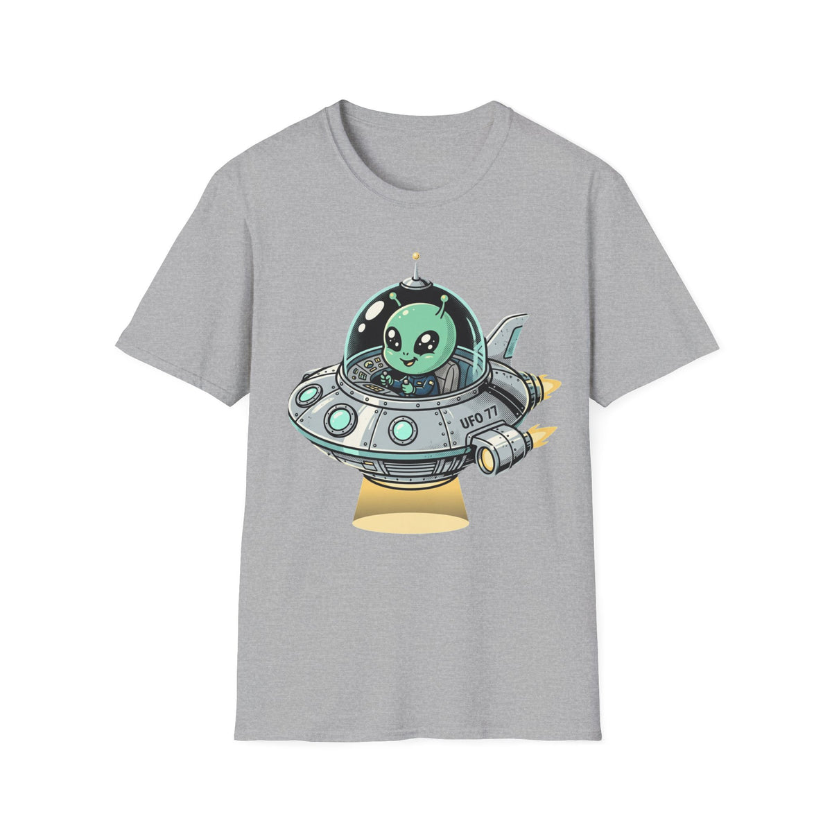 Alien UFO T-Shirt — Cute Green Alien in Spaceship Graphic Tee
