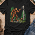 Bigfoot Flipping off flock camera tee