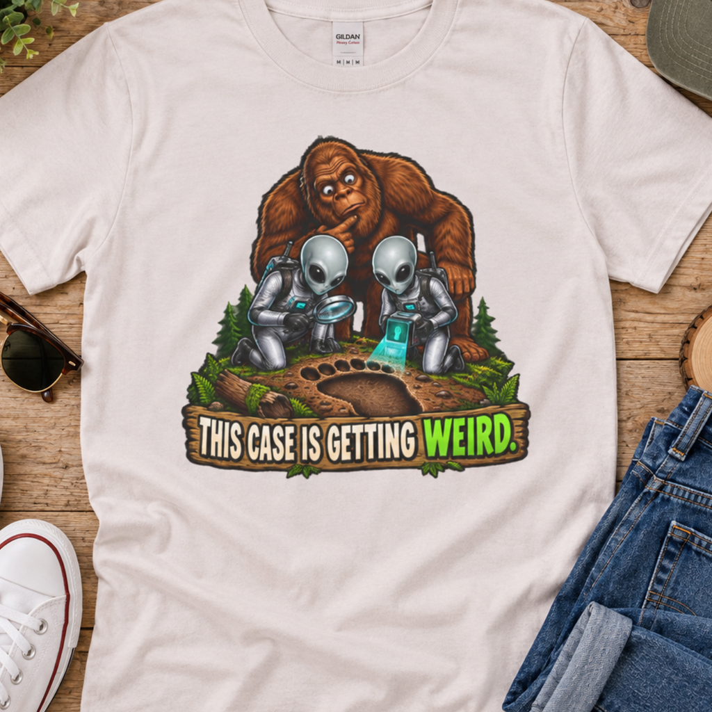 This Case Is Getting Weird Bigfoot & Alien Funny Graphic T-Shirt