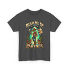Beam Me Up Partner T-Shirt | Cowboy Alien Desert Illustration