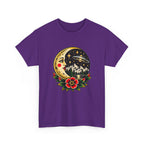 Moon & Forest Tattoo Tee — Vintage Crescent Moon, Night Sky and Flower Graphic T-Shirt