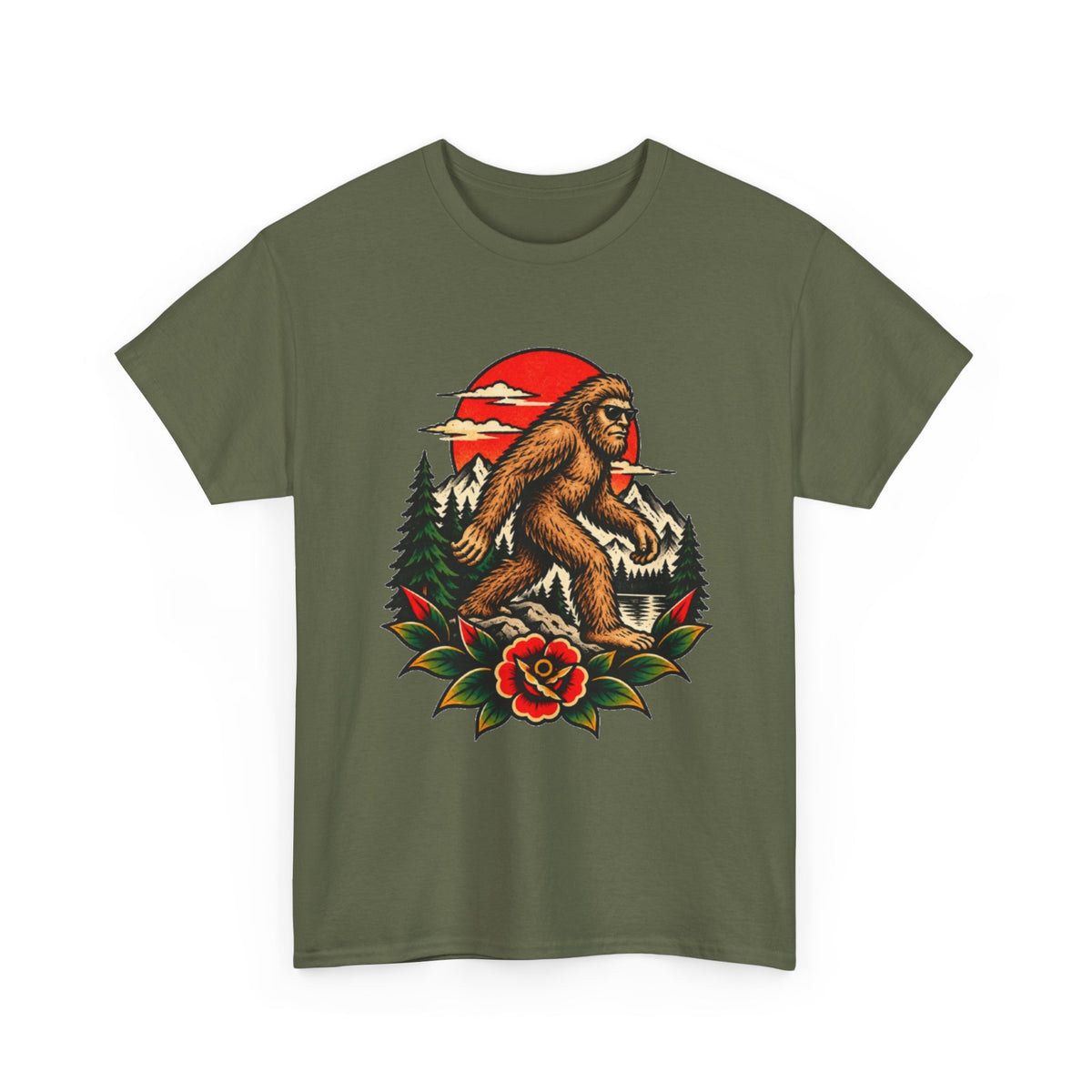Bigfoot Forest Sunset T-Shirt — Sasquatch Vintage Graphic Tee