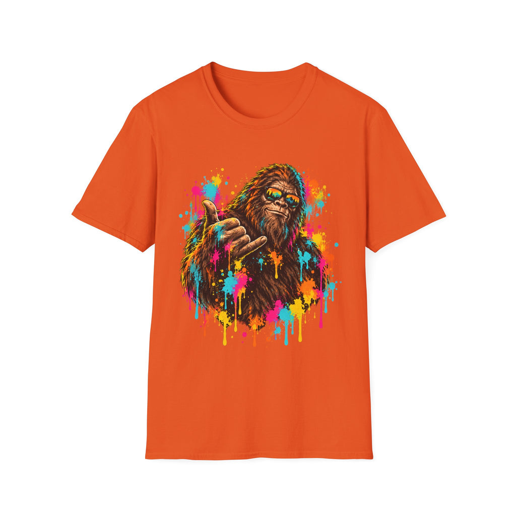 Colorful Bigfoot Paint Splatter  T-Shirt