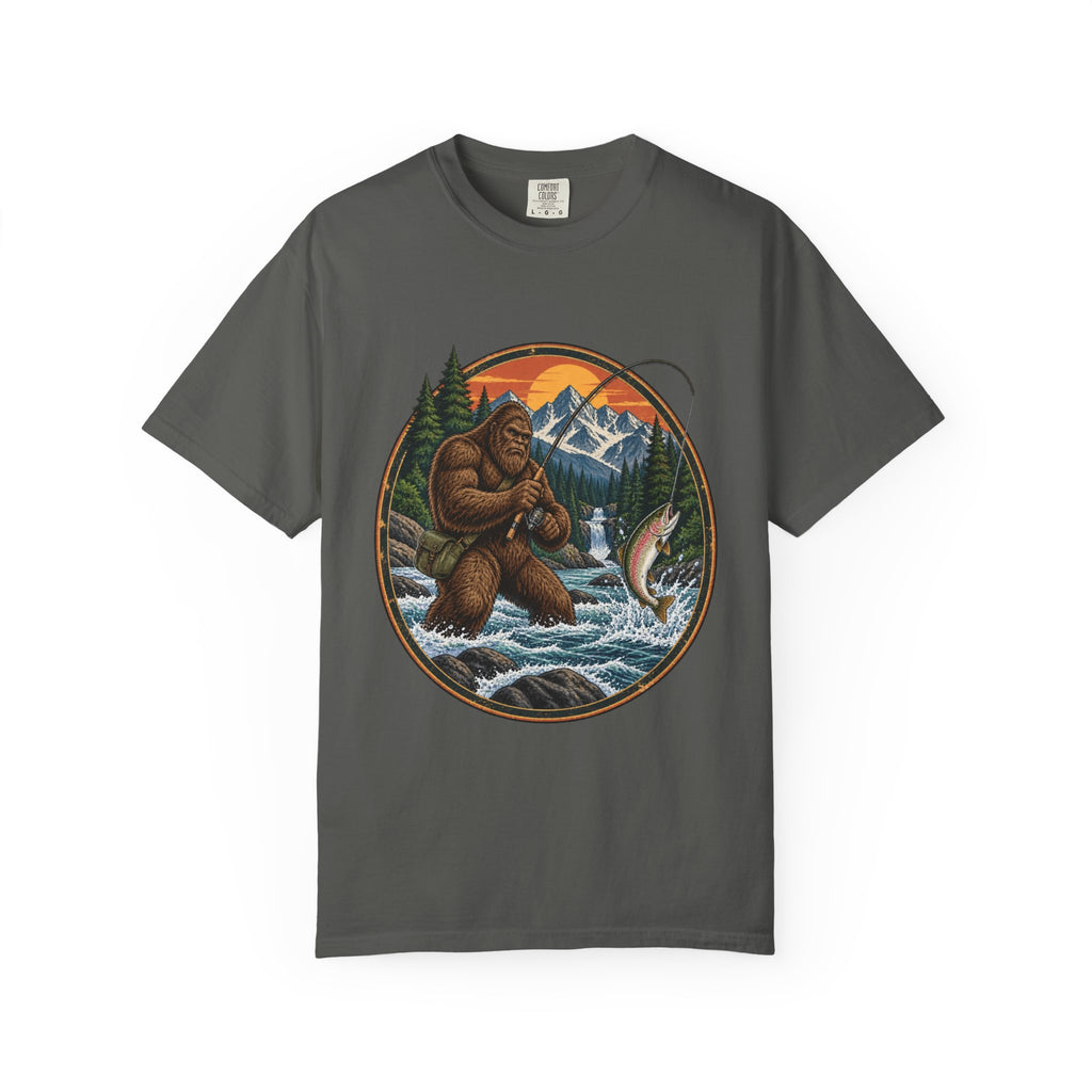 Bigfoot Fishing Graphic T-Shirt