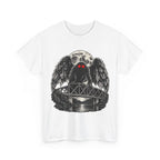 Mothman Bridge Graphic Tee — Red-Eyed Cryptid Illustration T-Shirt