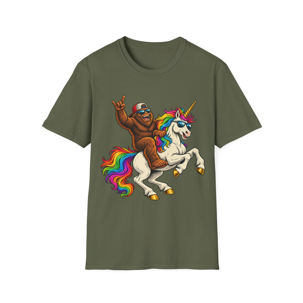Bigfoot Riding Unicorn T-Shirt