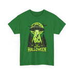 Alien UFO Abduction Halloween T-Shirt | Glow Green Pumpkin Forest