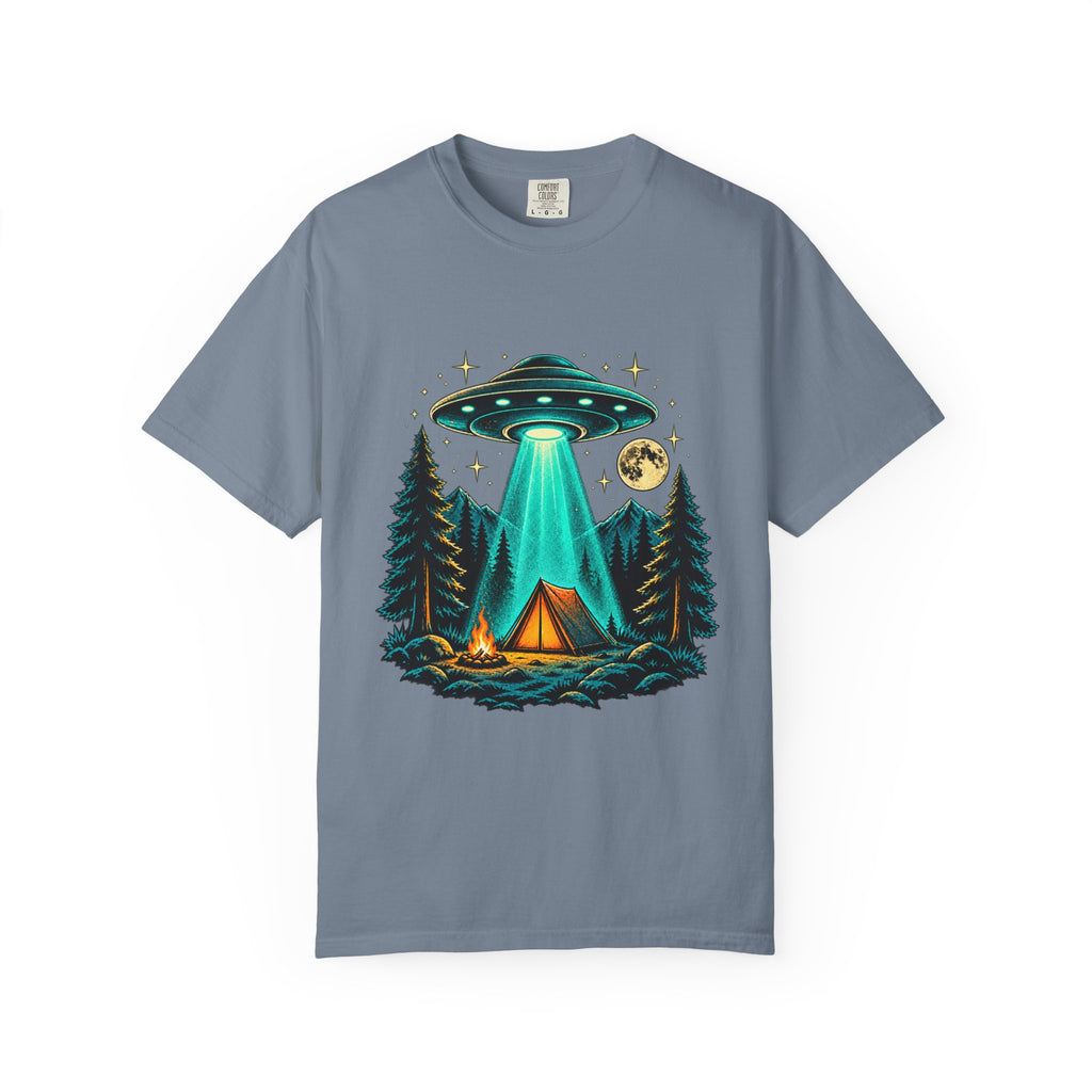 Alien Camping T-Shirt — UFO Abduction Night Graphic Tee