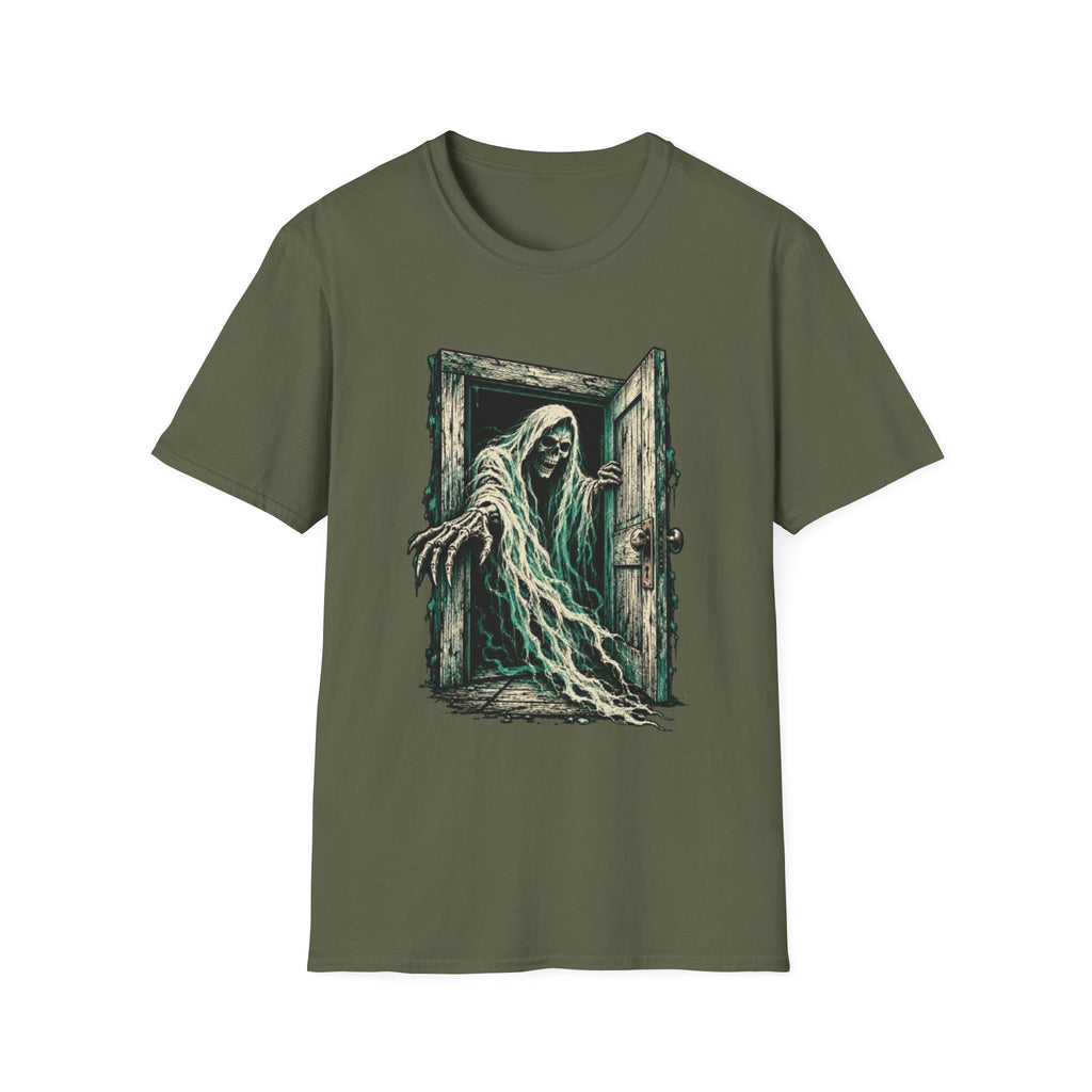 Haunted Door Grim Reaper Gothic Halloween T-Shirt