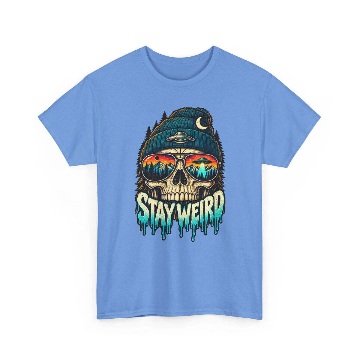 Stay Weird Skull Tee — Retro Sunset Skull Graphic T-Shirt