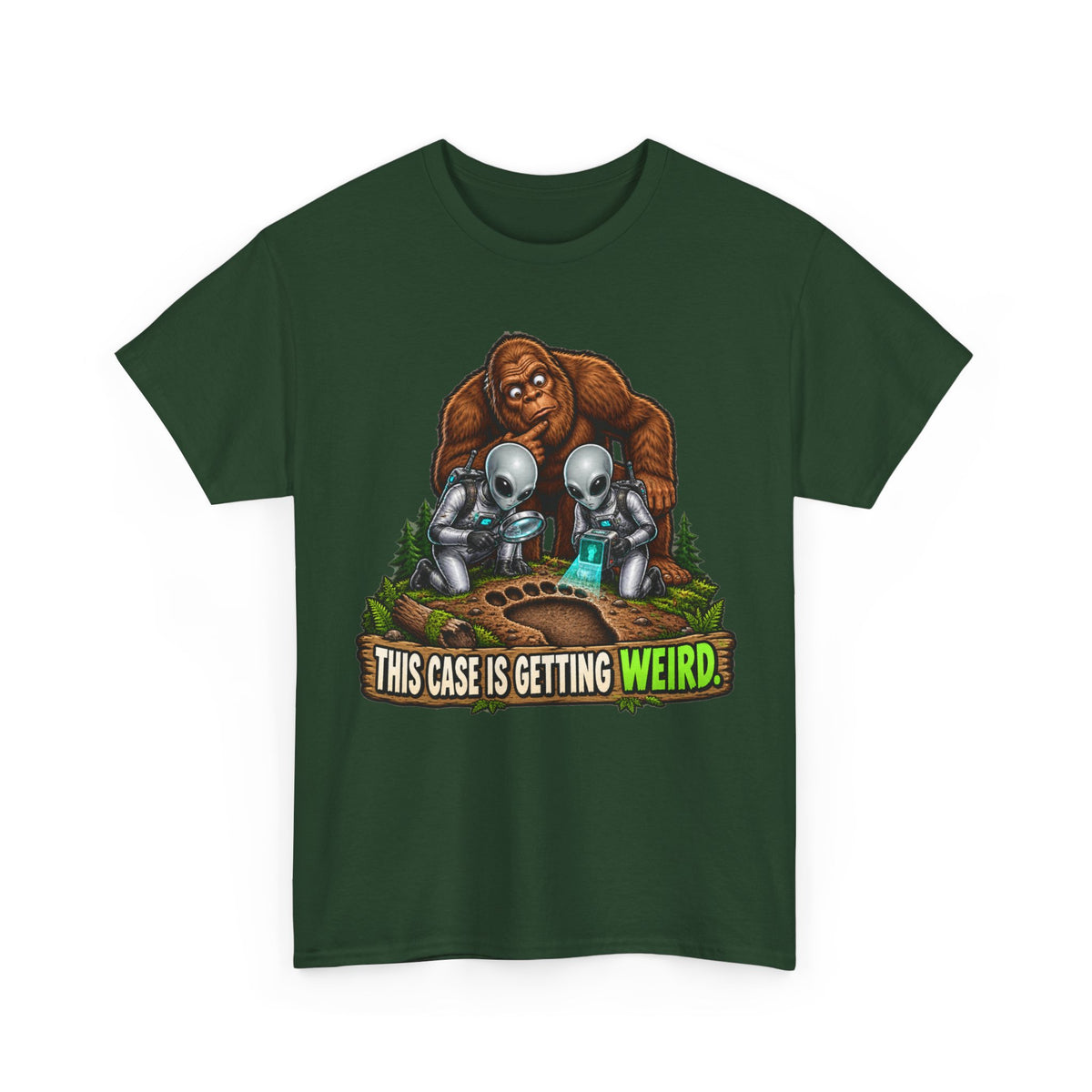This Case Is Getting Weird Bigfoot & Alien Funny Graphic T-Shirt