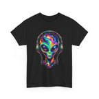 Alien Headphones T-Shirt – Colorful Cosmic UFO Graphic