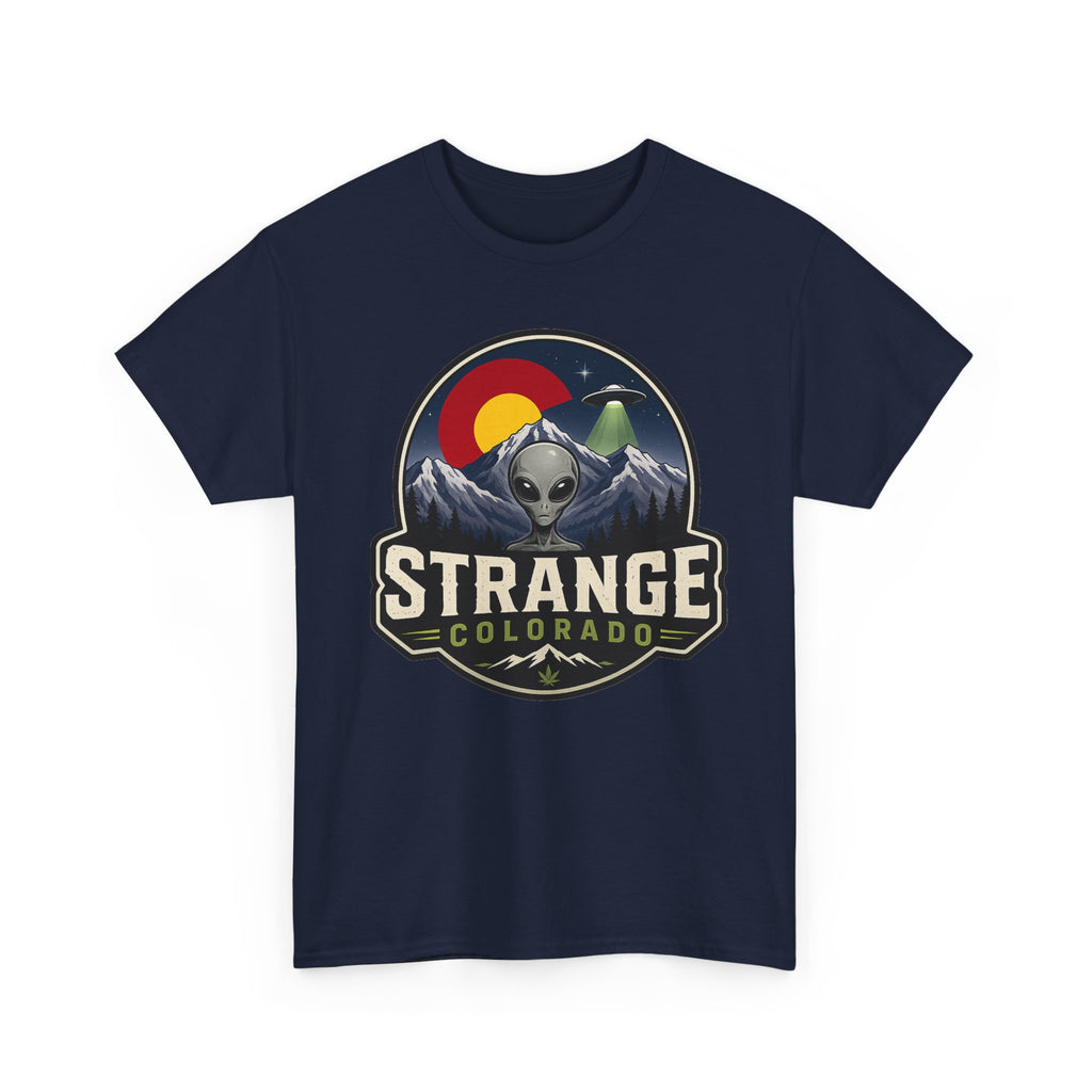 Strange Colorado alien mountains T-Shirt | UFO retro badge tee