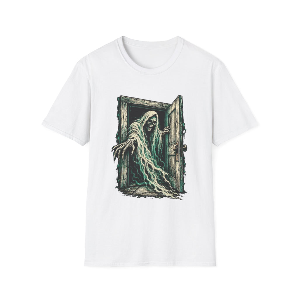 Haunted Door Grim Reaper Gothic Halloween T-Shirt